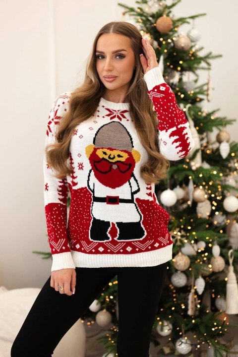 Sweter świąteczny z Mikołajem ecru Sweter świąteczny z Mikołajem ecru