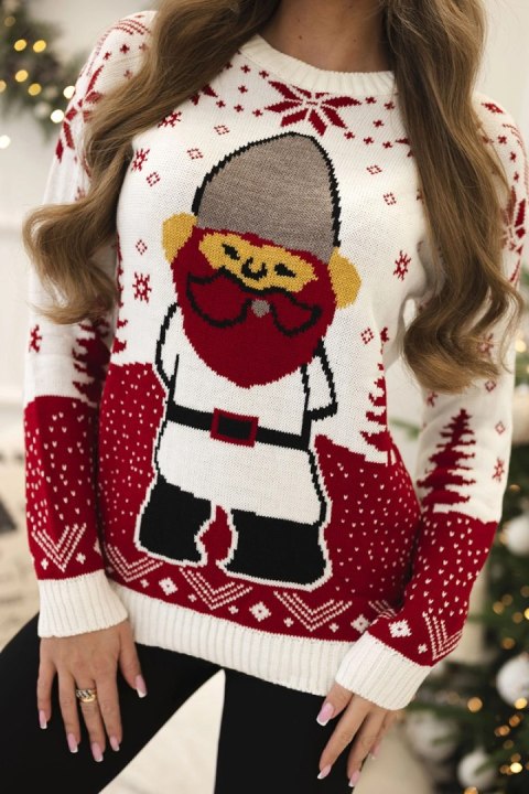 Sweter świąteczny z Mikołajem ecru Sweter świąteczny z Mikołajem ecru