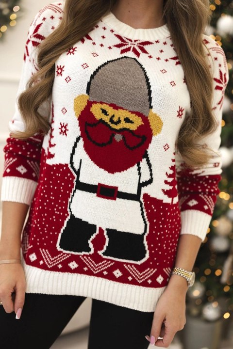 Sweter świąteczny z Mikołajem ecru Sweter świąteczny z Mikołajem ecru