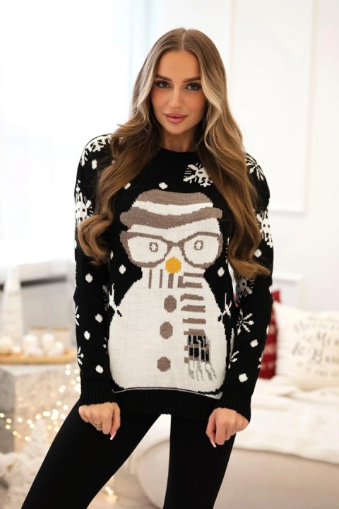 Sweter świąteczny z bałwanem czarny Sweter świąteczny z bałwanem czarny