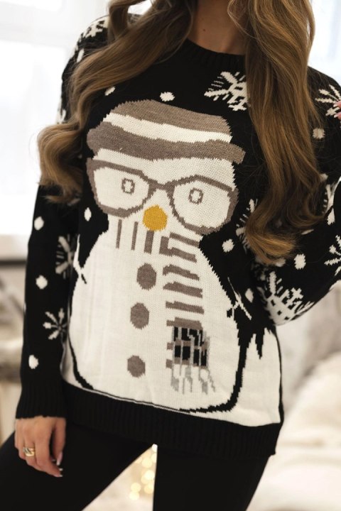 Sweter świąteczny z bałwanem czarny Sweter świąteczny z bałwanem czarny