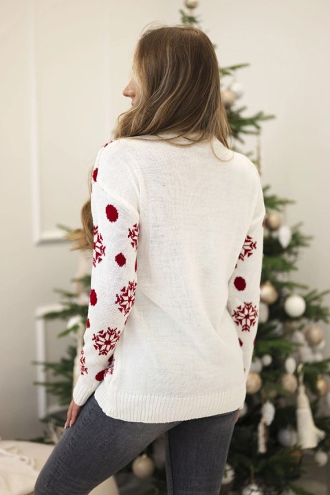 Sweter świąteczny z misiem ecru Sweter świąteczny z misiem ecru
