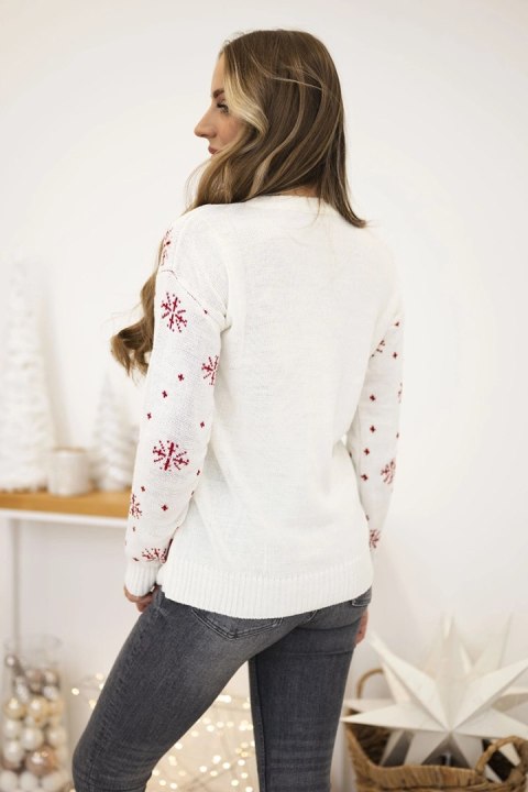 Sweter świąteczny z napisem ecru Sweter świąteczny z napisem ecru