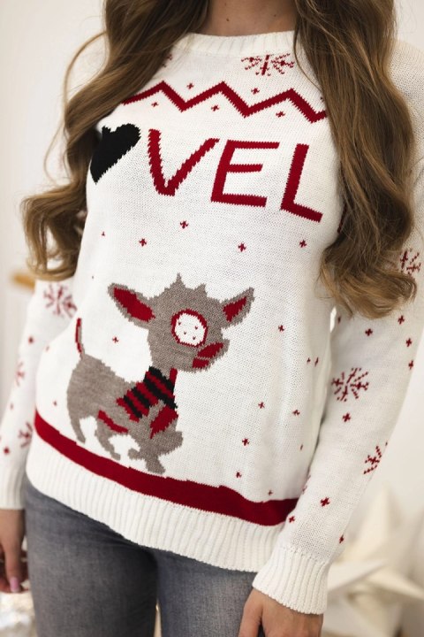 Sweter świąteczny z napisem ecru Sweter świąteczny z napisem ecru