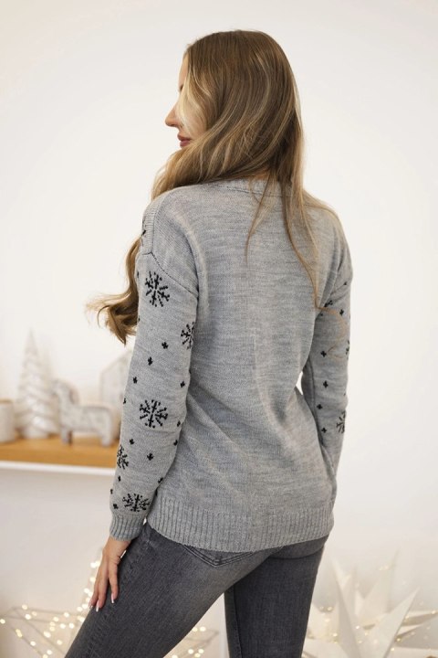 Sweter świąteczny z napisem szary Sweter świąteczny z napisem szary