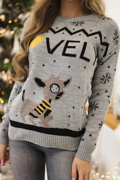 Sweter świąteczny z napisem szary Sweter świąteczny z napisem szary