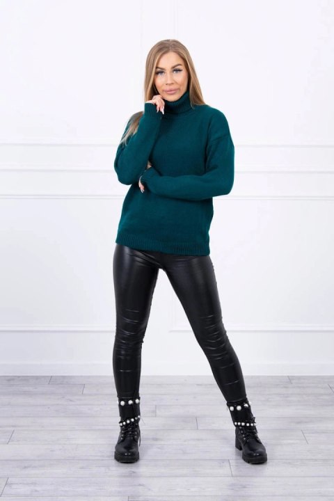 Sweter z wywijanym golfem morski
