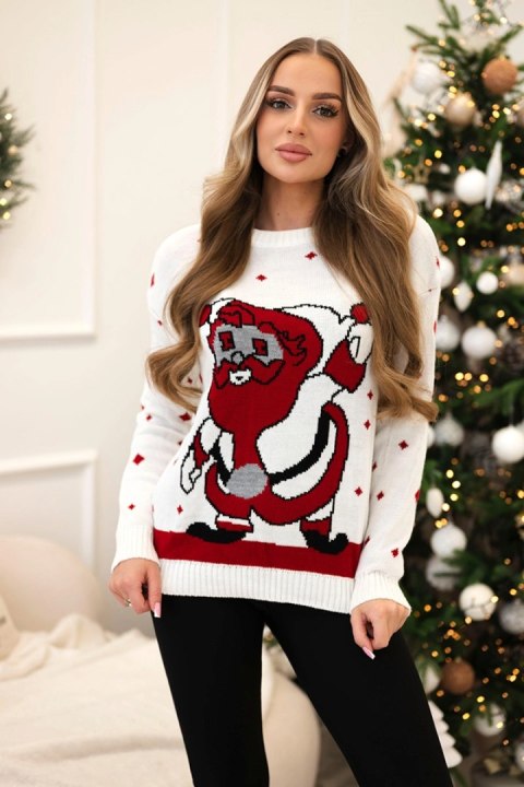 Sweter ze Świętym Mikołajem ecru Sweter ze Świętym Mikołajem ecru