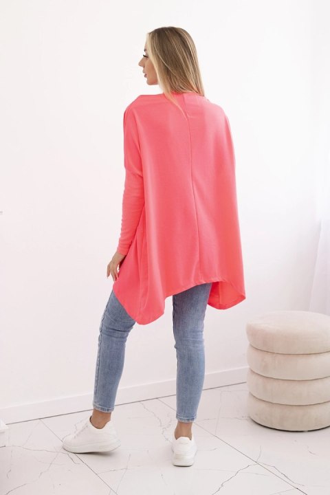 Bluza oversize z asymetrycznymi bokami różowy neon Bluza oversize z asymetrycznymi bokami różowy neon