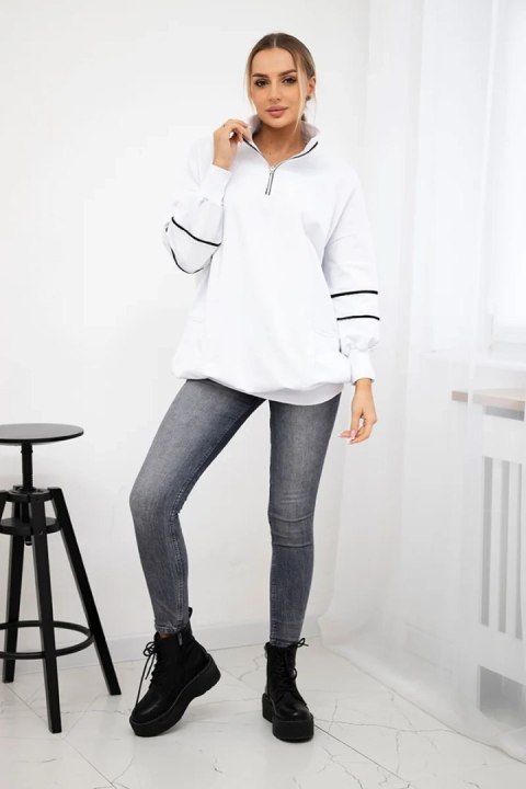 Bluza z suwakiem i kieszeniami biała Bluza z suwakiem i kieszeniami biała