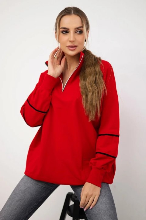Bluza z suwakiem i kieszeniami czerwona Bluza z suwakiem i kieszeniami czerwona