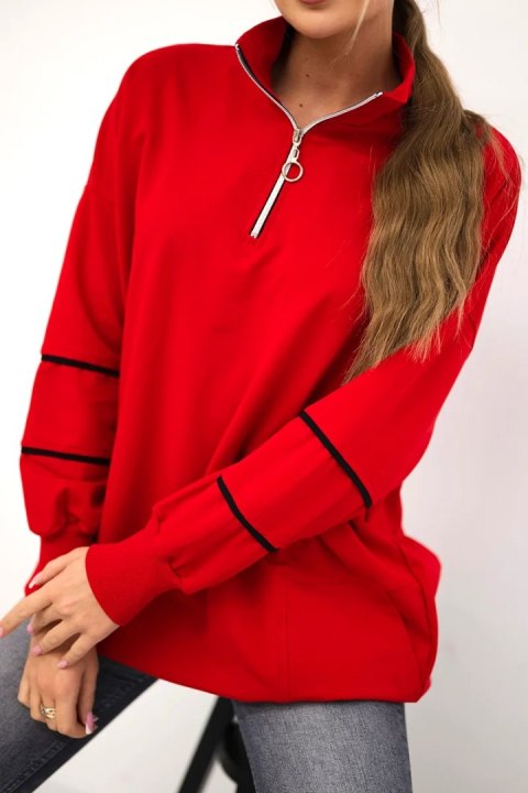 Bluza z suwakiem i kieszeniami czerwona Bluza z suwakiem i kieszeniami czerwona