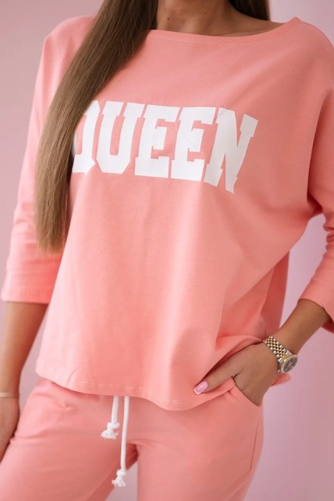 Komplet z nadrukiem Queen morelowy Komplet z nadrukiem Queen morelowy