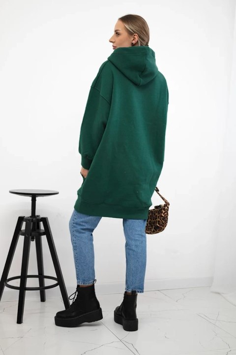 Bluza ocieplana z haftowanym napisem oversize ciemno zielona Bluza ocieplana z haftowanym napisem oversize ciemno zielona
