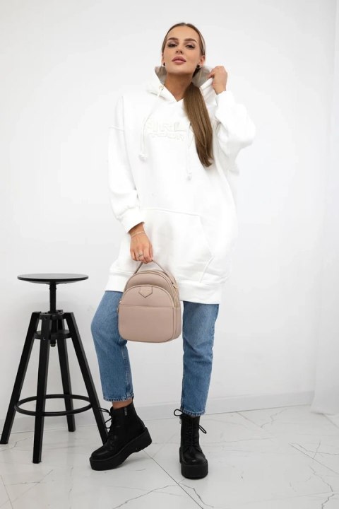 Bluza ocieplana z haftowanym napisem oversize ecru Bluza ocieplana z haftowanym napisem oversize ecru