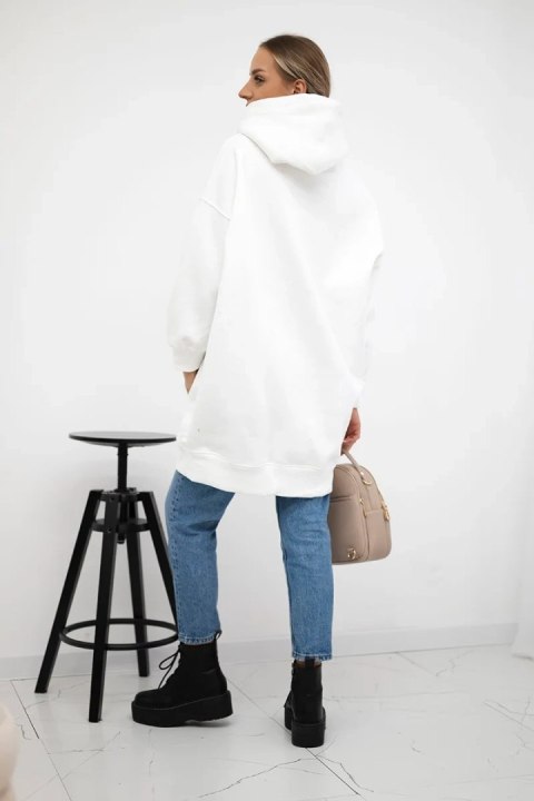 Bluza ocieplana z haftowanym napisem oversize ecru Bluza ocieplana z haftowanym napisem oversize ecru
