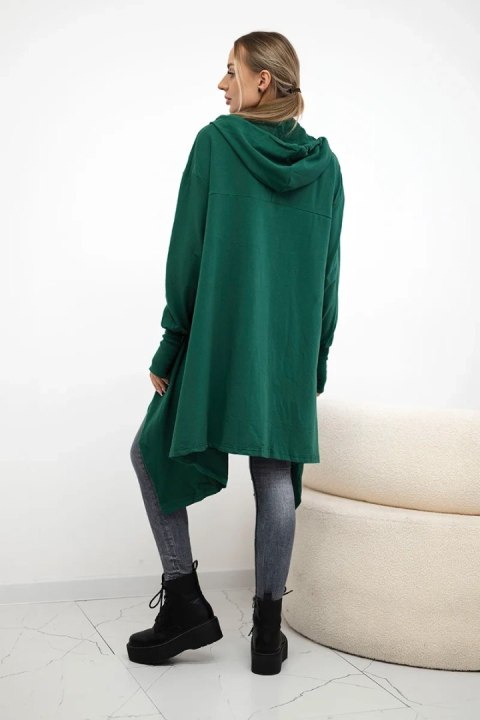 Bluza rozkloszowana u dołu ciemno zielona Bluza rozkloszowana u dołu ciemno zielona