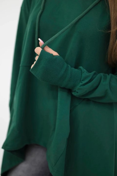 Bluza rozkloszowana u dołu ciemno zielona Bluza rozkloszowana u dołu ciemno zielona
