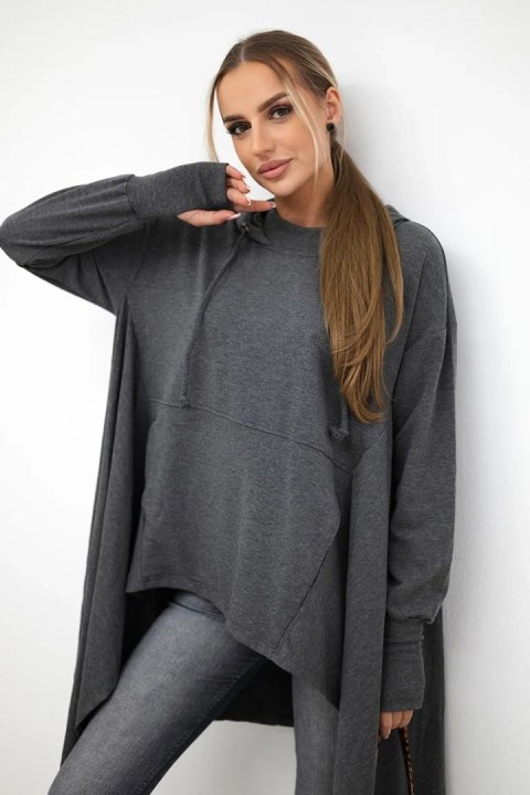Bluza rozkloszowana u dołu grafitowa Bluza rozkloszowana u dołu grafitowa