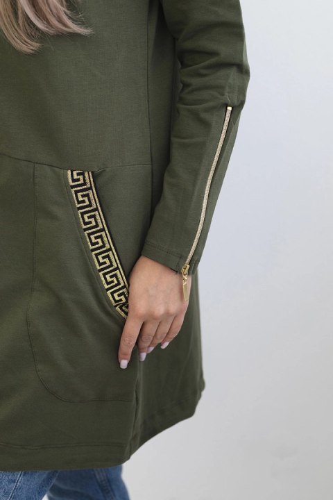 Bluza z ozdobną taśmą khaki Bluza z ozdobną taśmą khaki