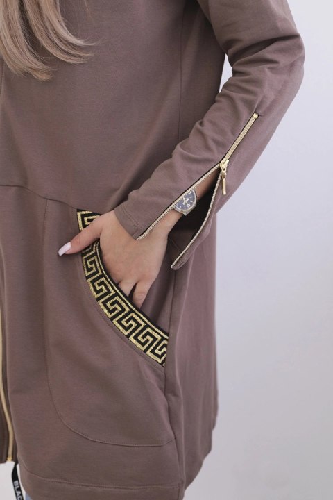 Bluza z ozdobną taśmą mocca Bluza z ozdobną taśmą mocca