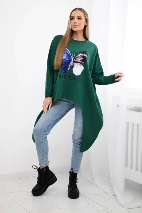 Bluzka z nadrukiem oversize ciemno zielona Bluzka z nadrukiem oversize ciemno zielona