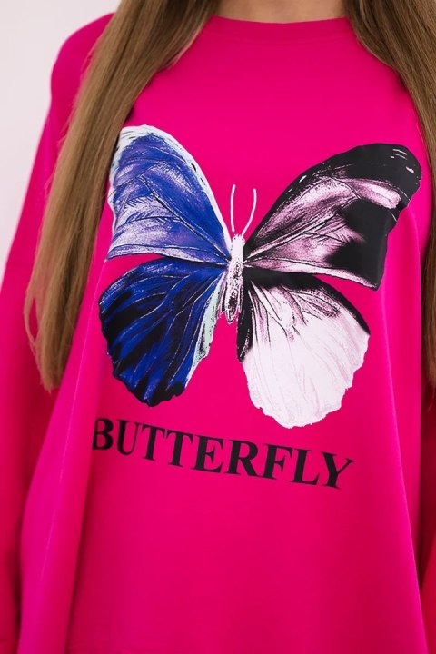 Bluzka z nadrukiem oversize fuksja Bluzka z nadrukiem oversize fuksja