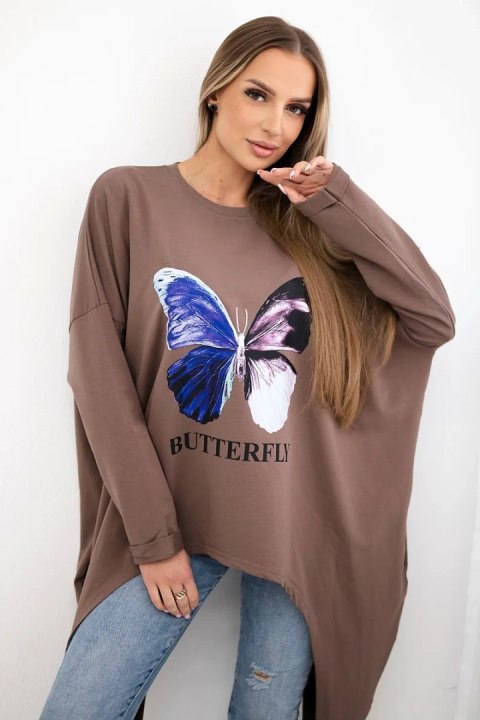 Bluzka z nadrukiem oversize mocca Bluzka z nadrukiem oversize mocca