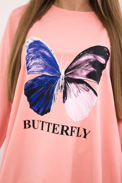 Bluzka z nadrukiem oversize morelowa Bluzka z nadrukiem oversize morelowa
