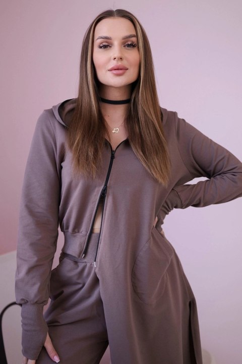 Komplet dresowy bluza z dłuższym bokiem mocca Komplet dresowy bluza z dłuższym bokiem mocca
