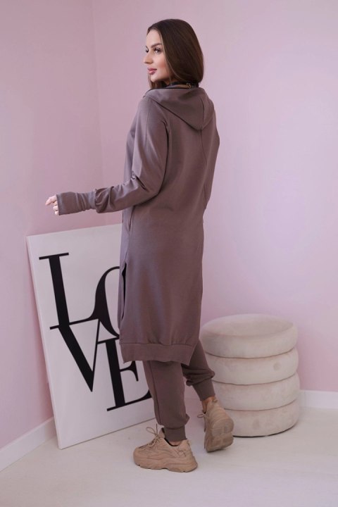 Komplet dresowy bluza z dłuższym bokiem mocca Komplet dresowy bluza z dłuższym bokiem mocca