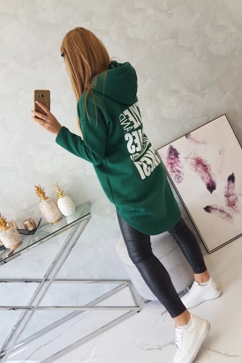 Bluza ocieplana z długim tyłem i kapturem ciemno zielona Bluza ocieplana z długim tyłem i kapturem ciemno zielona