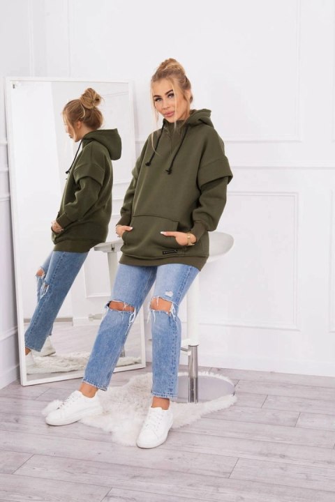Bluza ocieplana z półgolfem khaki Bluza ocieplana z półgolfem khaki