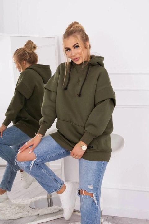 Bluza ocieplana z półgolfem khaki Bluza ocieplana z półgolfem khaki
