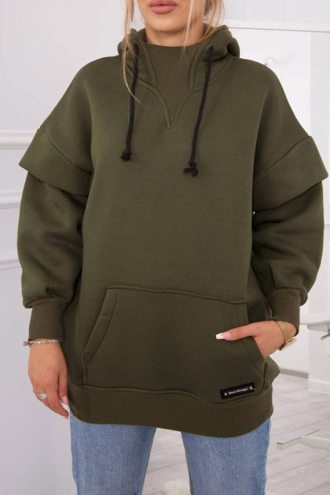 Bluza ocieplana z półgolfem khaki Bluza ocieplana z półgolfem khaki