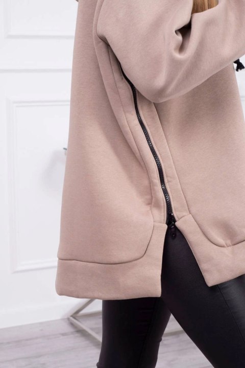 Bluza ocieplana z suwakiem na boku ciemno beżowa Bluza ocieplana z suwakiem na boku ciemno beżowa