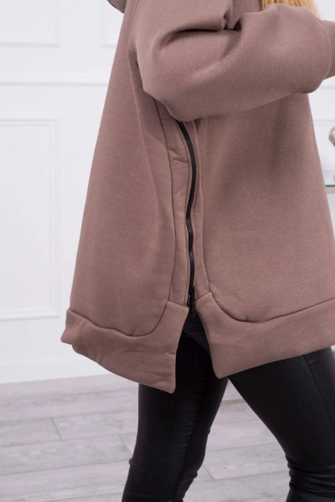 Bluza ocieplana z suwakiem na boku mocca Bluza ocieplana z suwakiem na boku mocca