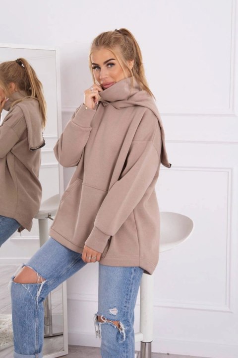Bluza ocieplana z suwakiem z tyłu ciemno beżowa
