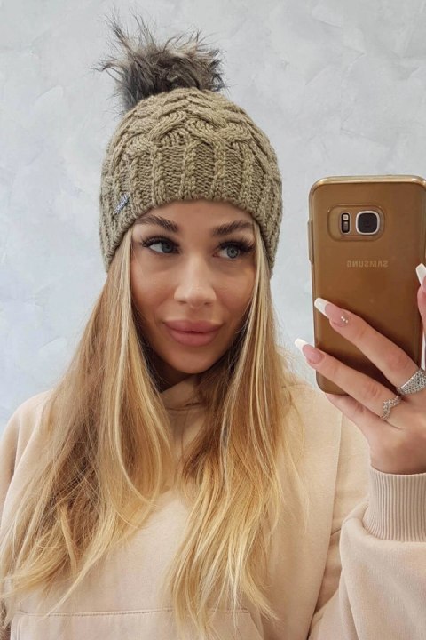 Czapka z polarem Daria K217 jasny khaki Czapka z polarem Daria K217 jasny khaki