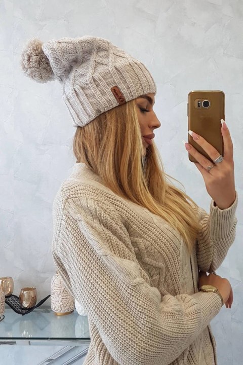 Czapka z polarem Milano K203 ecru melanż+jasny beżowy Czapka z polarem Milano K203 ecru melanż+jasny beżowy