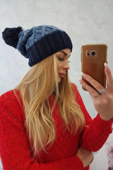 Czapka z polarem Milano K203 jeans+granatowy Czapka z polarem Milano K203 jeans+granatowy