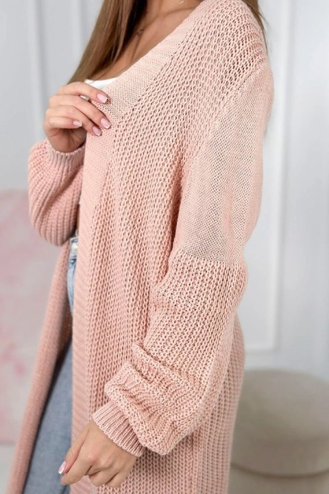 Sweter długi kardigan jasny pudrowy róż Sweter długi kardigan jasny pudrowy róż