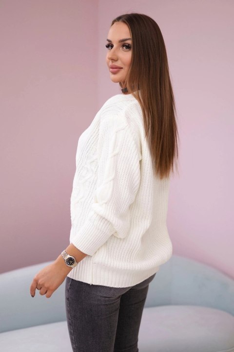 Sweter zapinany na guziki z szerokim rękawem ecru Sweter zapinany na guziki z szerokim rękawem ecru