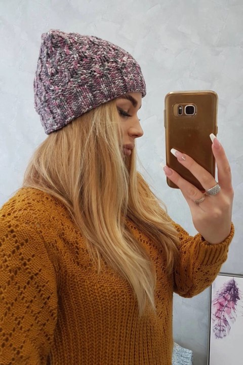 Czapka damska Eliza K205 ciemny różowy+grafitowy Czapka damska Eliza K205 ciemny różowy+grafitowy