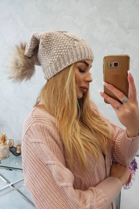 Czapka z polarem Karolina K243 beżowa Czapka z polarem Karolina K243 beżowa