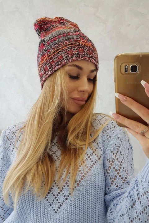 Czapka z polarem Klaudia K255 pomarańczowy+czerwony Czapka z polarem Klaudia K255 pomarańczowy+czerwony