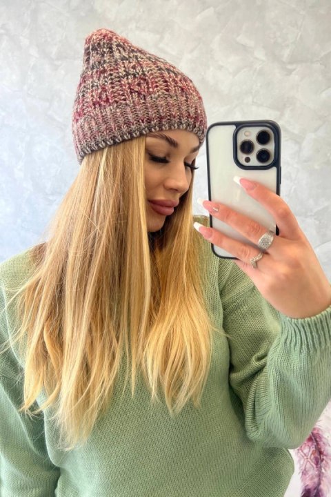 Czapka z polarem Melisa K241 bordowy+beżowy Czapka z polarem Melisa K241 bordowy+beżowy