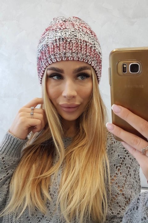 Czapka z polarem Melisa K241 bordowy+szary Czapka z polarem Melisa K241 bordowy+szary