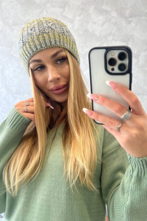 Czapka z polarem Melisa K241 szary+oliwkowy Czapka z polarem Melisa K241 szary+oliwkowy