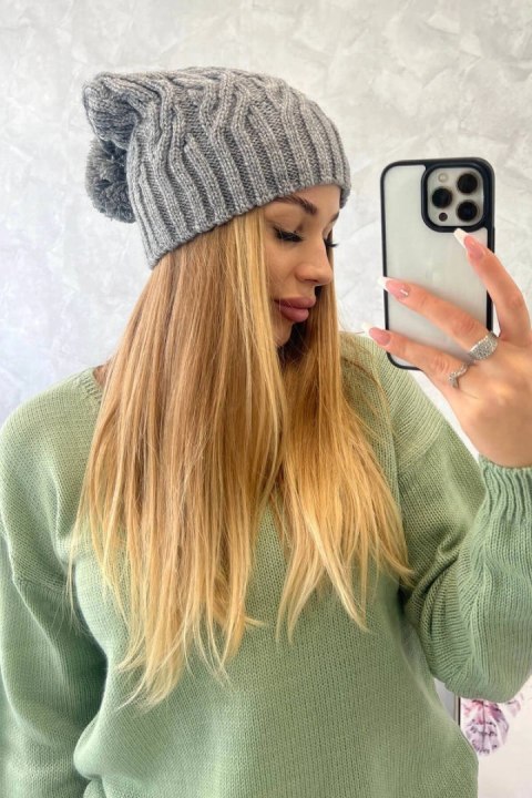 Czapka z polarem Paulina K227 ciemno szara Czapka z polarem Paulina K227 ciemno szara